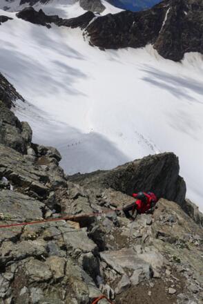 Im Abstieg oberhalb des Kamins