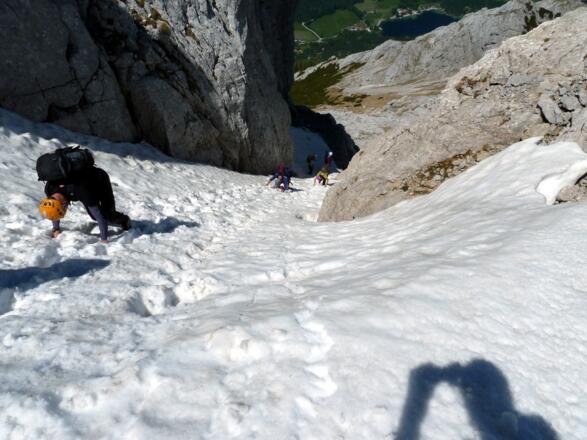 Abstieg unmittelbar nach dem Ausstieg der Route