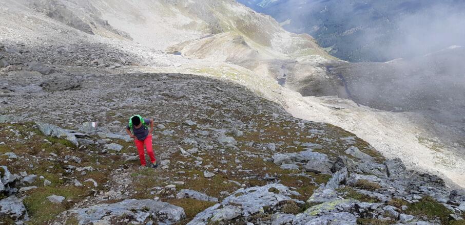 Aufstieg aus dem Schwarzkar Richtung Kamm.