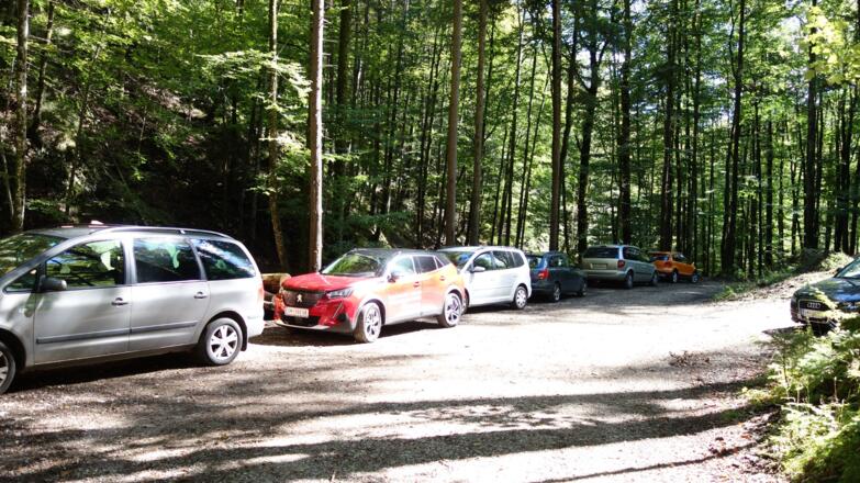 Parkplatz im Wald, 585 m