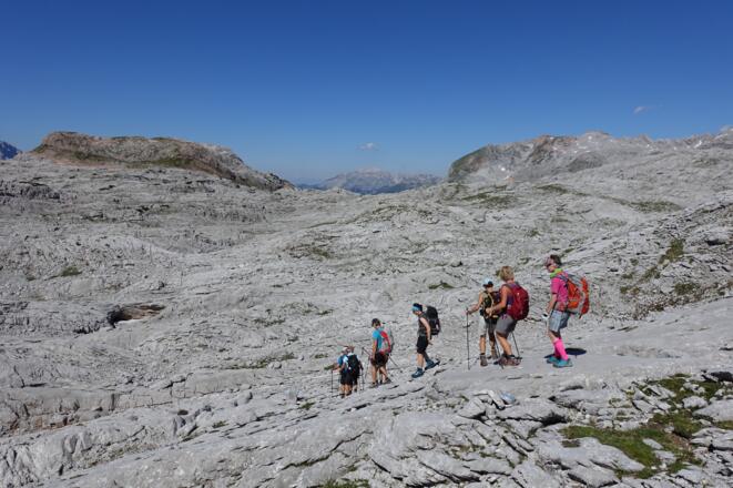 Gruppe Bergsteiger im zentralen Steinernen Meer