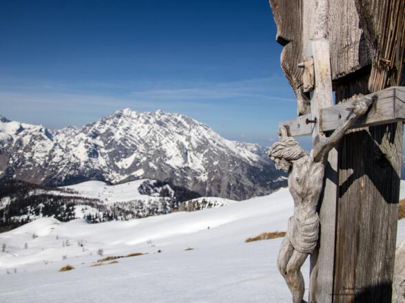 Herrgott mit Watzmann im Hintergrund.