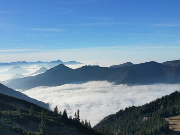 Blick vom Geigelstein zum Spitzstein