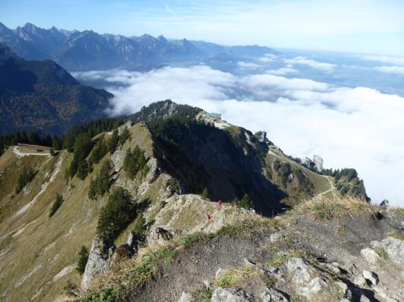 Blick vom Branderschrofen auf die Bergstation