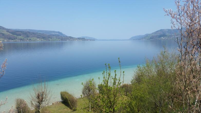 Burgau ein herrlicher Blick auf den Attersee und ca. die halbe Strecke;