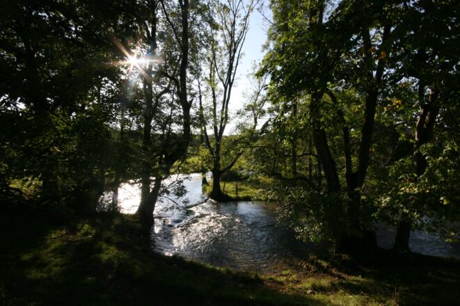 An der Reismühle macht der Fluss eine Biegung.