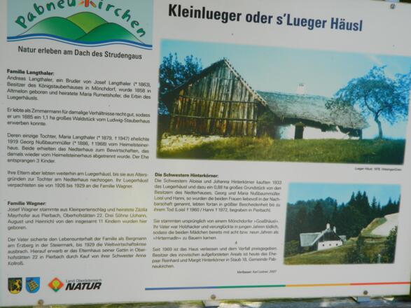 Infotafel beim Lueger Häusl