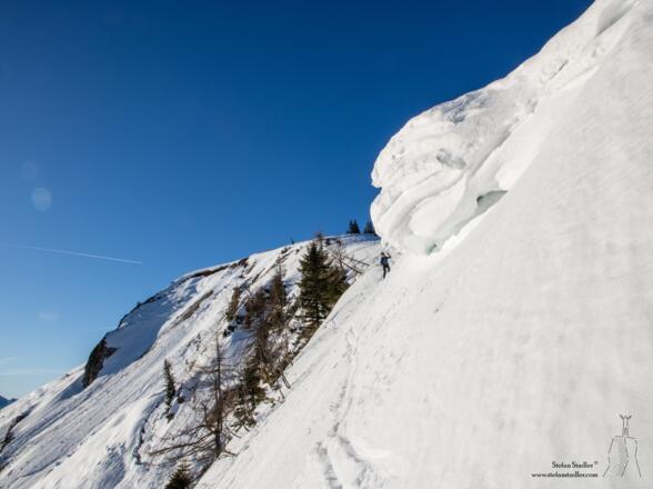 Anspruchsvolle Abfahrt vom Trattberg nach Norden.