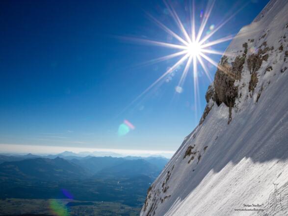 Steiles Eis und flaches Grün: Frühling in der Göll Ost.