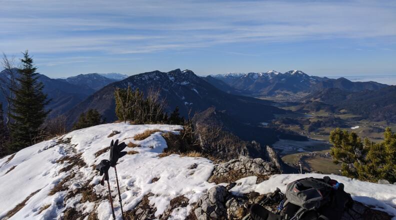 Vom Gruberhörndl: Zenokopf, Rauschberg, im Hintergrund: Hochgern, Hochfelln