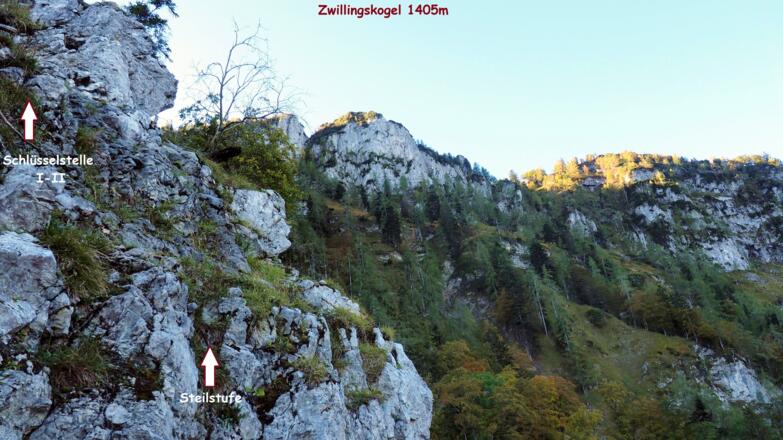 Steilstufe ~1070m mit Schlüsselstelle