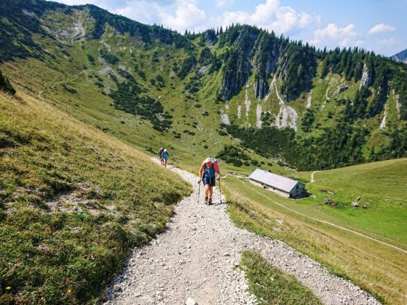 Der Aufstieg hinter der Jägerbauernalm zum Grat des Jägerkamp