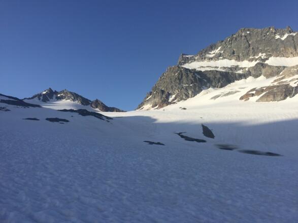 Vermundscharte und rechts der große Piz Buin