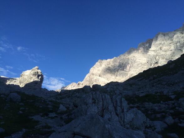 Blick auf Watzmankind und kl. Watzmann Ostwand