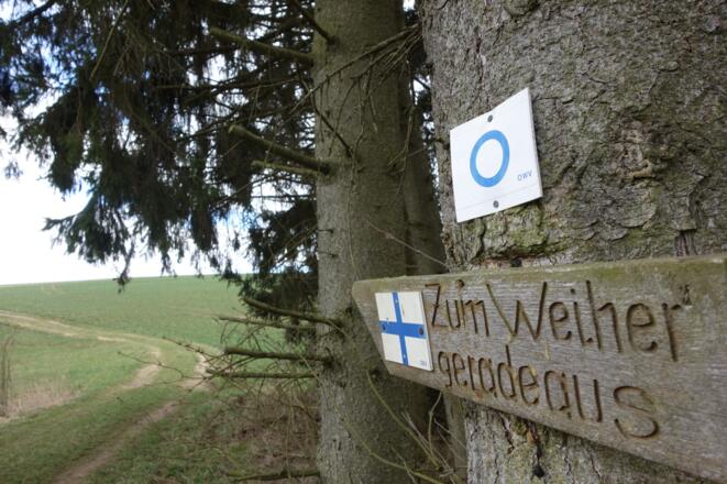 Markierung: blauer Kreis (durchgängig)