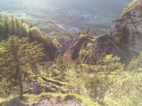 Blick zurück während des Aufstiegs