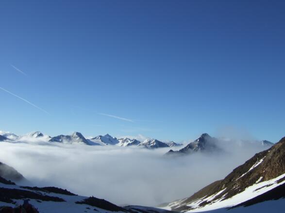 Morgenstimmung - Rückblick beim Weg zum Mitterkarjoch