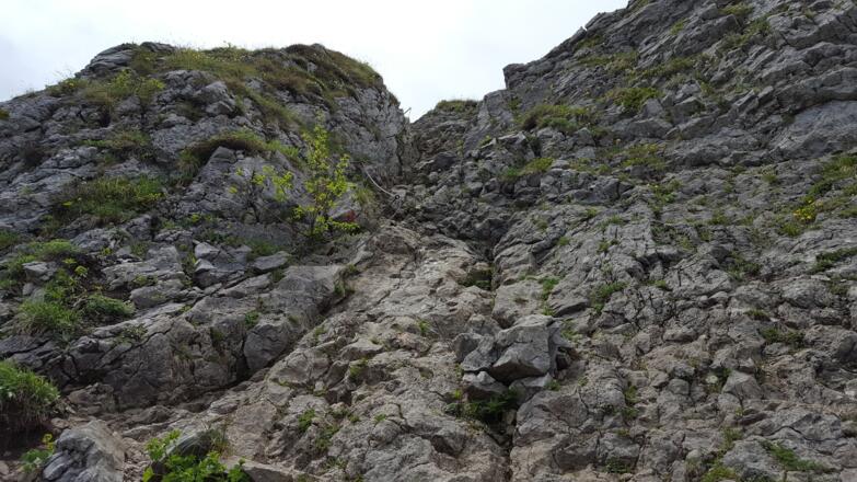 Kurze seilversicherte Passage zum Taubensteingipfel