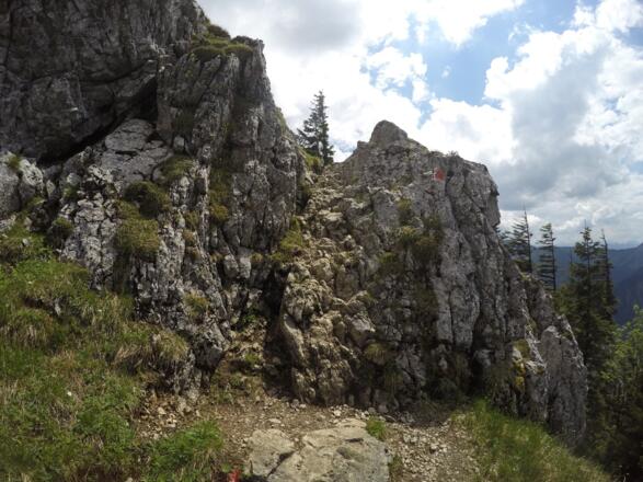 Kurze felsige Passage zum Bodenschneidgipfel