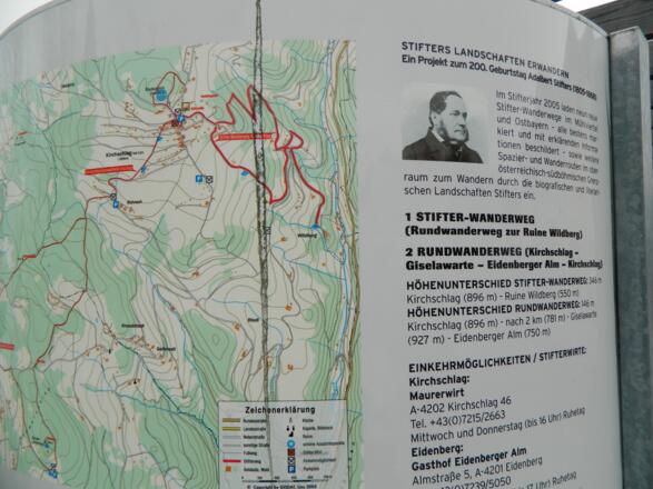 Tafel Stifter-Wanderweg in Kirchschlag