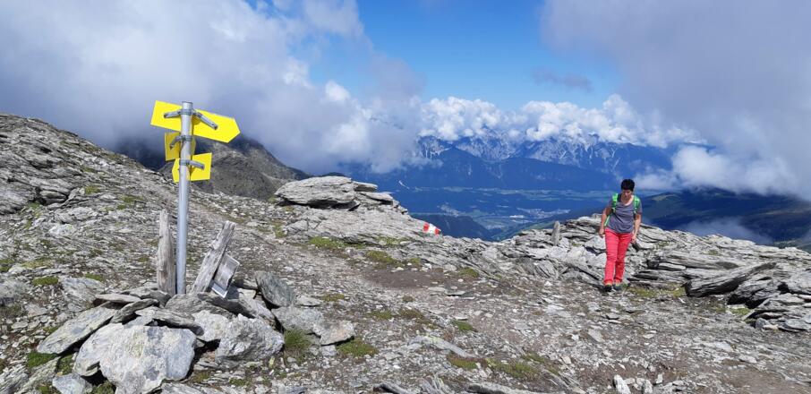 Am Sattel zwischen Kreuzspitze und Rosenjoch.