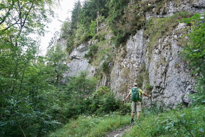 Steilwand - der Steig geht rechts weiter