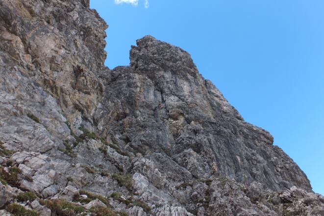 Schöne Kletterei im Abstieg vom Großen Rosszahn