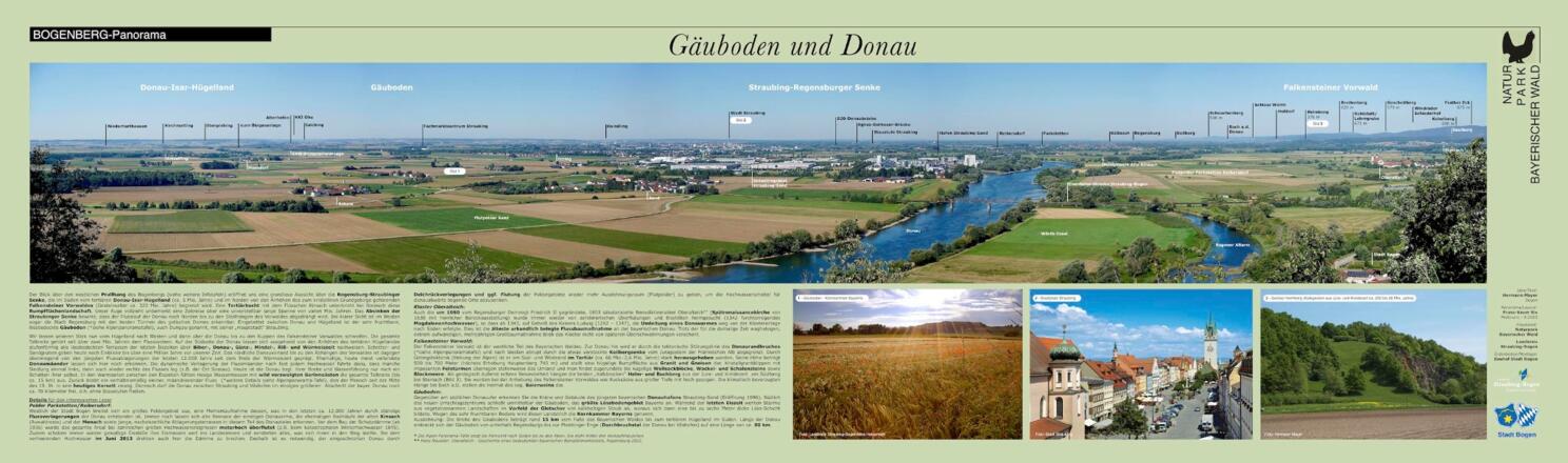 Panoramatafel am Pilgerweg mit Blick zum Gäuboden und Donau