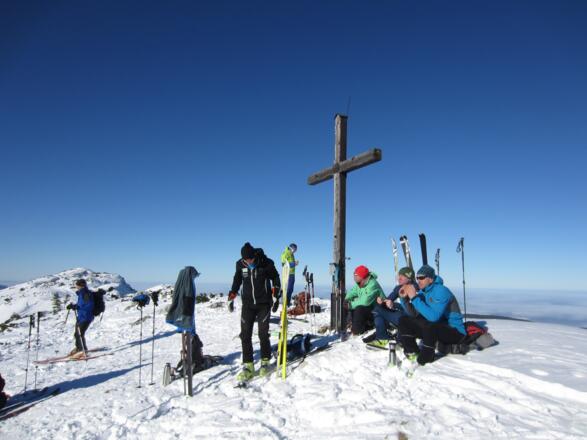 Rast auf dem Gipfel des Zwiesel