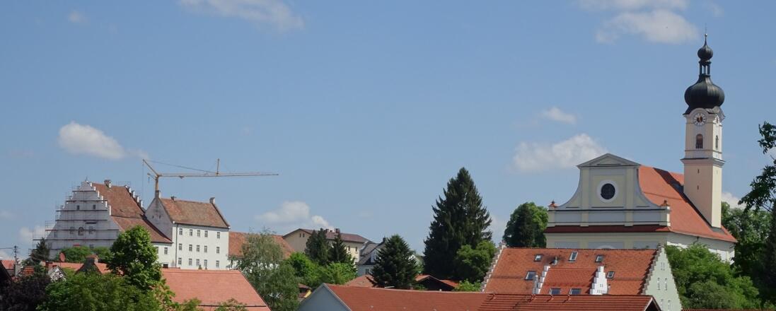 Malmotiv: Schloss und Pfarrkirche Murnau