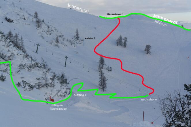 2. Abfahrt und 3. Aufstieg in dem Mitterkaserkessel