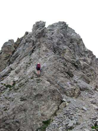 Kurz nach dem Zochenpaß beginnt der Ostkamm der Weittalspitze=Toni-Allmaier-Weg