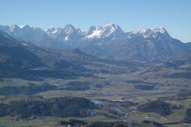 Blick zur Prielgruppe. Auch die höchsten Berge des Toten Gebirges sind vom Imitzberg sehr gut sichtbar.