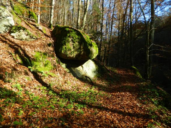 Mühlviertler Granitbrocken am Weg