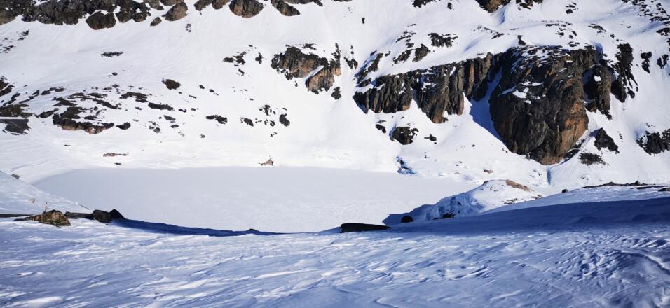 Beginn der Querung oberhalb des Zirmsee