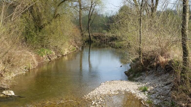 vor Egggenberg links über die Brücke/ Bach folgen