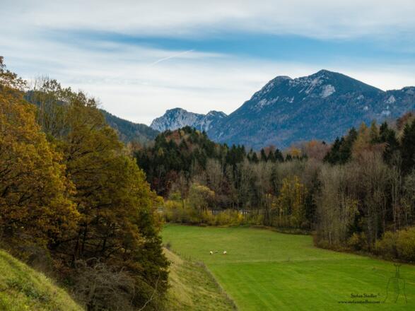 Das Ziel des nächsten Tages (Hochstaufen) schon ganz vorne am Horizont zu sehen.