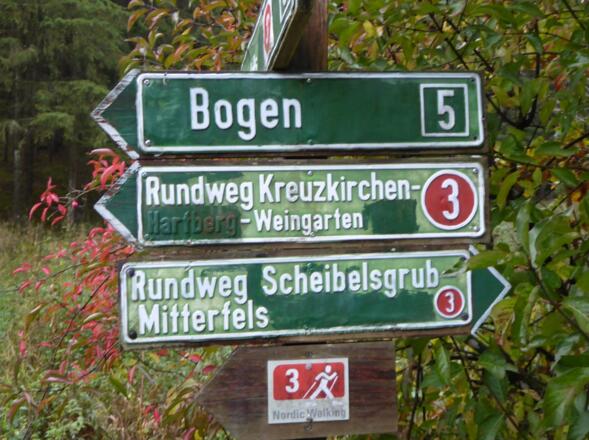 an diesem Wegweiser kürzt man ab - es geht nach rechts weiter