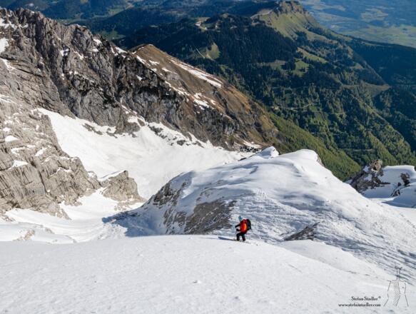 Im mittleren Teil der Abfahrt ist es ein bisschen flacher.