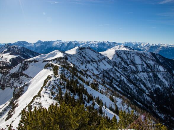 Dürlstein vom Gruberhorn: Es ist auch die Variante durch die Schaflucken sichtbar.