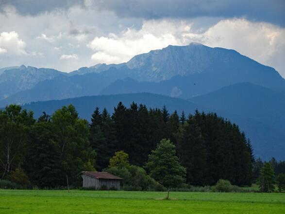 Blick vom Moor bei Sindelsdorf auf die Benediktenwand