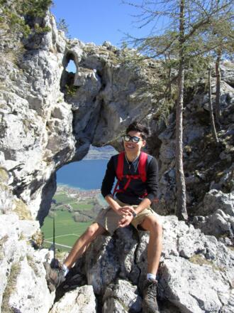 Drachenloch, Blick hinunter zum Mondsee.