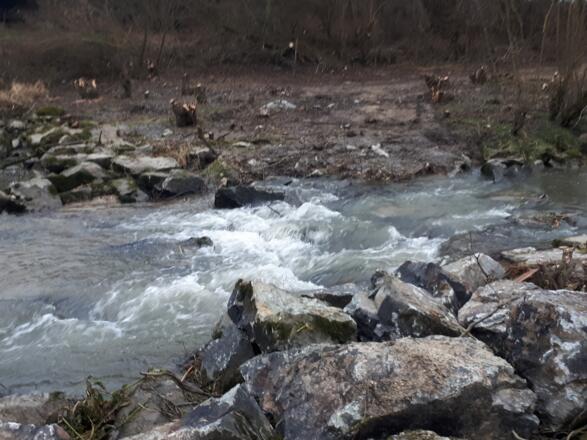 Kleine Wasserfälle an der Mündung