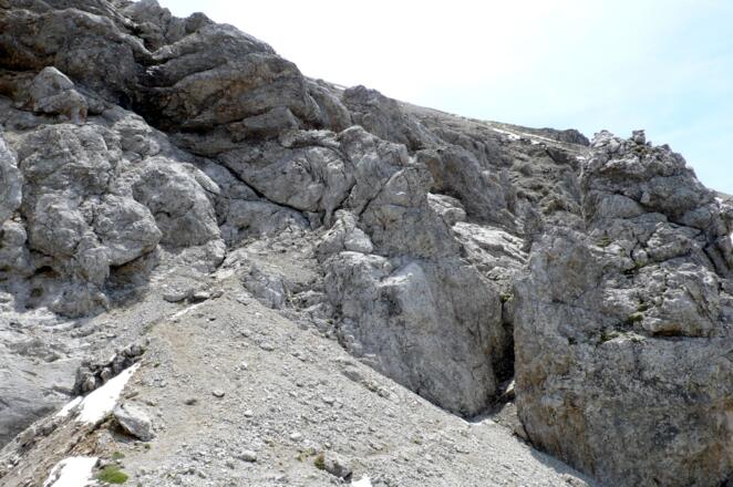Kurze IIIer Stufe in der Scharte zwischen Kreuzspitze und Kreuzspitzl