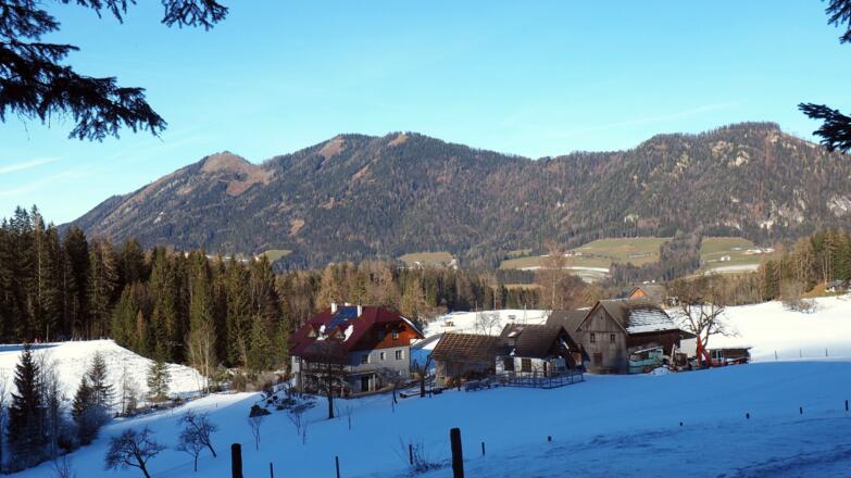 Hof Binder vor dem Parkplatz um 900m