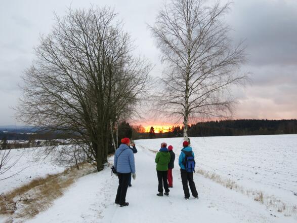 Sonnenuntergang auf dem letzten Wegstück bei Kleinschloppen