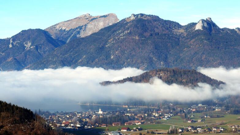 Blick nach Strobl und zum Schafberg