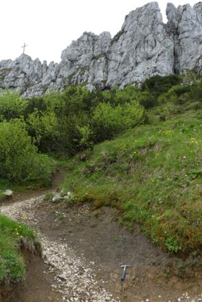 Feinsandstein der Raibl-Formation am Pfad zum Kampenwandgipfel