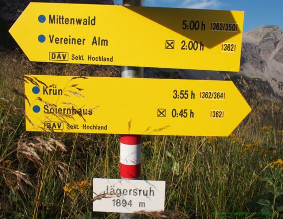 Wegzeichen am Jägersruhjöchl