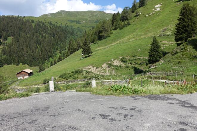 Route verläuft zwischen den Hütten der Wechsel Alm durch